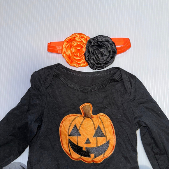 Baby Girl Orange Pumpkin Halloween Costume Tutu Leg Warmers Bow 9 Months (73) - Picture 4 of 8